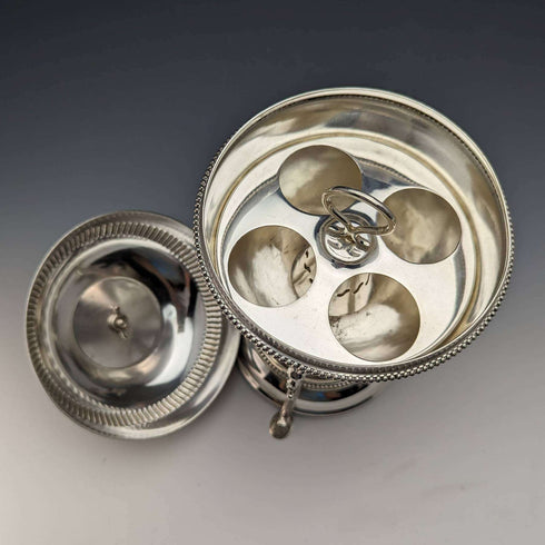 Hacia 1910, huevera inglesa antigua de plata chapada, Walker and Hall