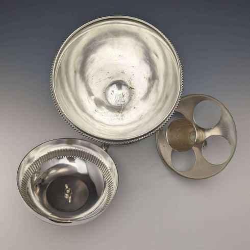 Hacia 1910, huevera inglesa antigua de plata chapada, Walker and Hall
