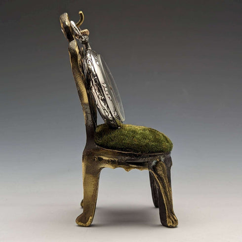 1920s Brass Chair Pocket Watch Holder Green Sheet