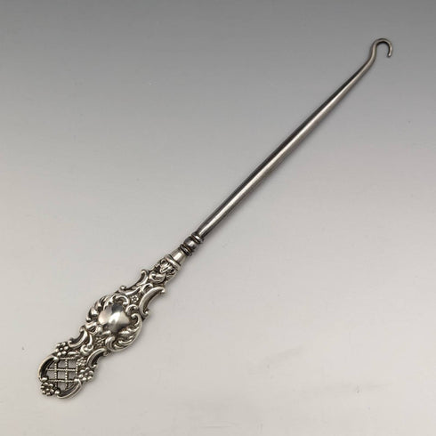 1912年 英国アンティーク 純銀ハンドル ボタンフック 1912 - Gancho para botones con mango de plata esterlina, antigüedad británica