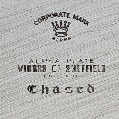 Bandeja de galería de plata chapada vintage británica, diámetro 26 cm, en caja, stock antiguo (deadstock)