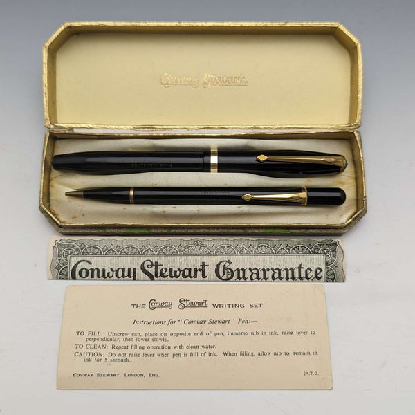 영국 빈티지 콘웨이 스튜어트 만년필 펜슬 세트 블랙 박스 포함