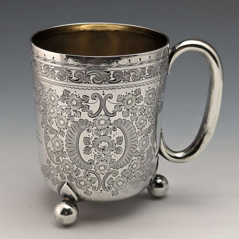 Taza de plata de ley antigua inglesa de 1904, 130 g, Walker and Hall