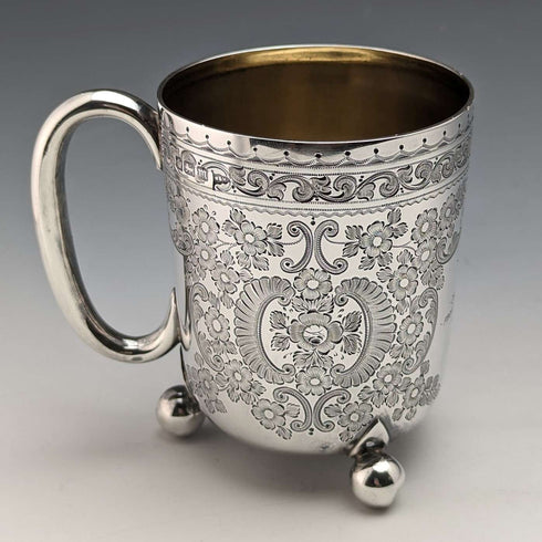 Taza de plata de ley antigua inglesa de 1904, 130 g, Walker and Hall