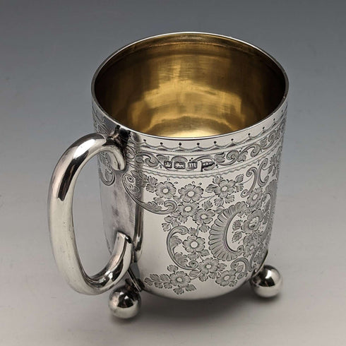 Taza de plata de ley antigua inglesa de 1904, 130 g, Walker and Hall