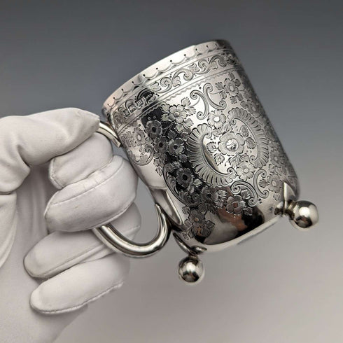 Taza de plata de ley antigua inglesa de 1904, 130 g, Walker and Hall