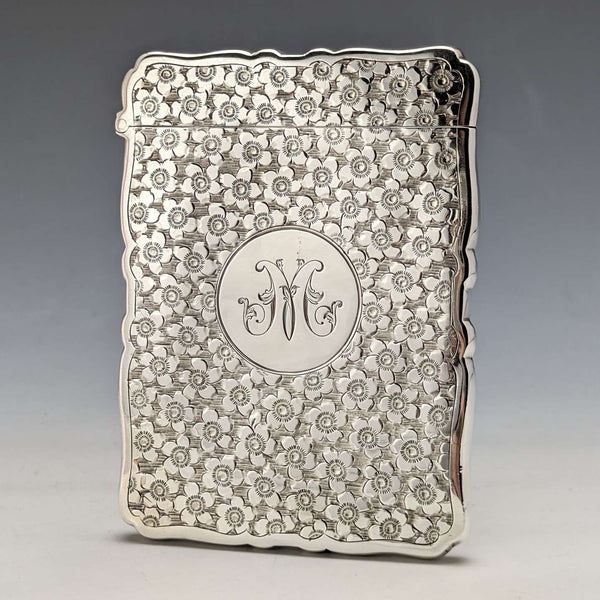 1904 British Antique Sterling Silver Card Case 57g BOX GEORGE UNITE