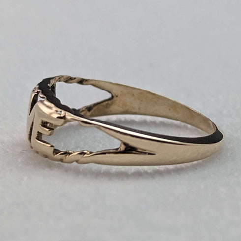 Anillo de oro de 9 quilates con grabado "LOVE", joyería vintage británica