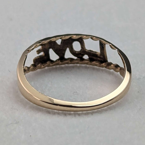 Anillo de oro de 9 quilates con grabado "LOVE", joyería vintage británica