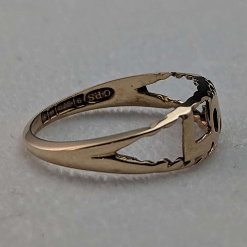 Anillo de oro de 9 quilates con grabado "LOVE", joyería vintage británica