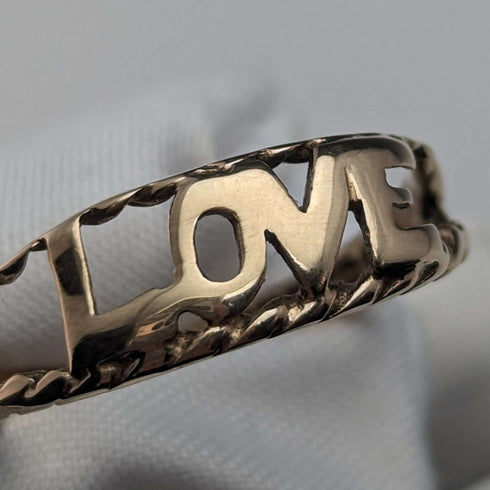 Anillo de oro de 9 quilates con grabado "LOVE", joyería vintage británica