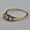 Anillo de oro de 9 quilates con triple diamante, joyería vintage británica