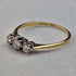 Anillo de oro de 9 quilates con triple diamante, joyería vintage británica