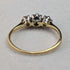 Anillo de oro de 9 quilates con triple diamante, joyería vintage británica