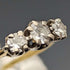Anillo de oro de 9 quilates con triple diamante, joyería vintage británica