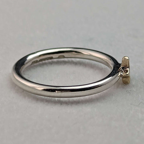 Anillo de plata de ley con estrella de oro de 9 quilates, joyería vintage británica