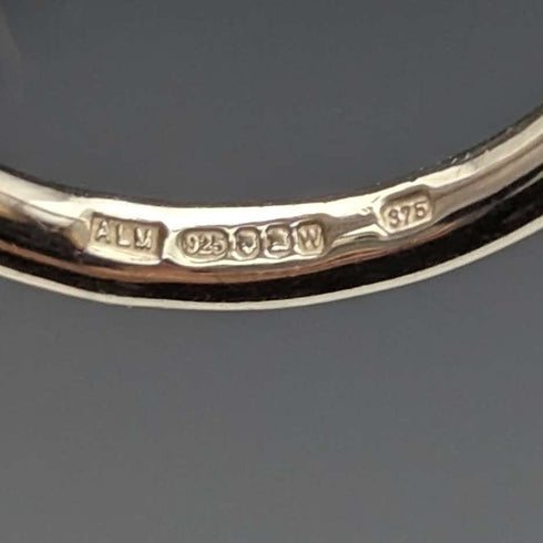 Anillo de plata de ley con estrella de oro de 9 quilates, joyería vintage británica