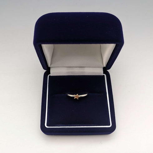 Anillo de plata de ley con estrella de oro de 9 quilates, joyería vintage británica