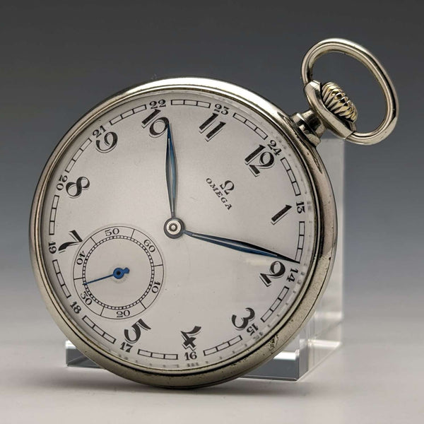 1939年頃 ヴィンテージ オメガ 懐中時計 シルバープレート オープンフェース 動作良好