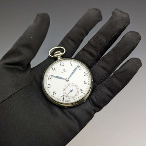 1939年頃 ヴィンテージ オメガ 懐中時計 シルバープレート オープンフェース 動作良好