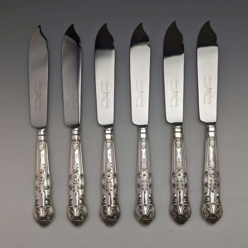 1973 British Vintage Sterling Silver Handle Cutlery 6 Pair Set Boxed Harrison Brothers