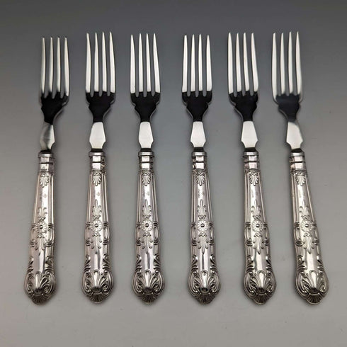 1973 British Vintage Sterling Silver Handle Cutlery 6 Pair Set Boxed Harrison Brothers