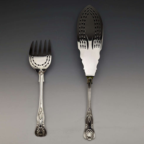 Late 19th century British antique silver plate fish server set in box Levesley Brothers