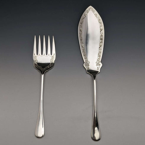 1910년경 영국 앤티크 실버 플레이트 피시 서버 세트 (박스 포함) Levesley Brothers