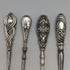 Juego de 9 botones de gancho con mango de plata chapada, antigüedades británicas de alrededor de 1910