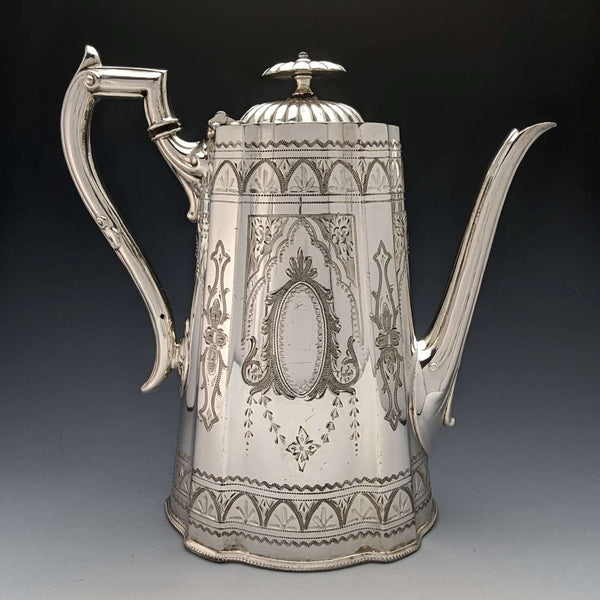 1885年代 英国アンティーク ブリタニアメタル製 コーヒーサーバ William Tyler