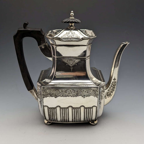 1900 年左右英國古董不列顛金屬茶具 4 件套 Walker 和 Hall