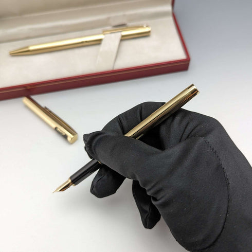 Juego de pluma estilográfica y bolígrafo vintage Sheaffer de EE. UU., chapado en oro, en estuche