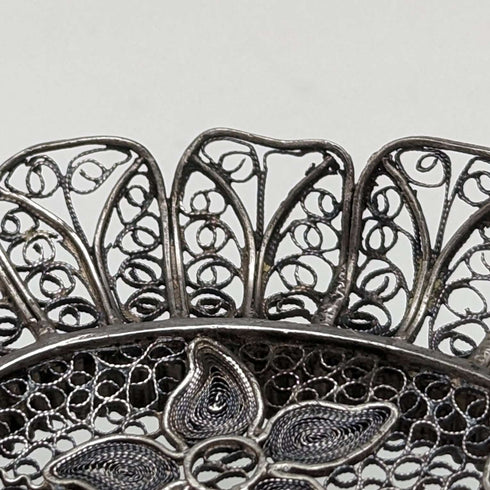 Circa 1900 Antique Silver Flower Filigree Tray