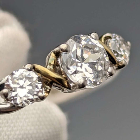 Anillo de plata de ley y oro de 9 quilates con circonita cúbica, joyería vintage británica