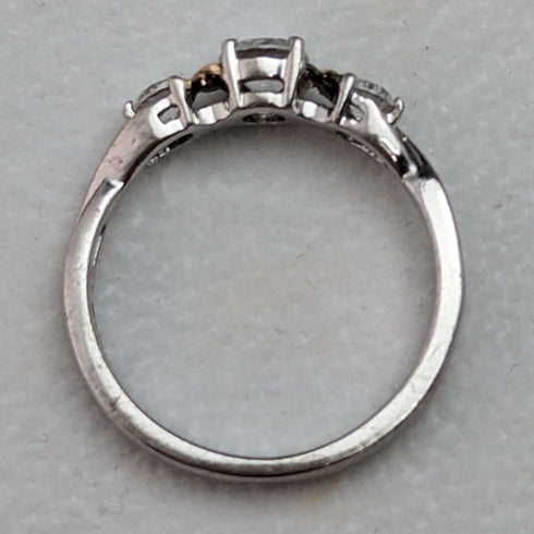 Anillo de plata de ley y oro de 9 quilates con circonita cúbica, joyería vintage británica