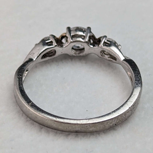 Anillo de plata de ley y oro de 9 quilates con circonita cúbica, joyería vintage británica