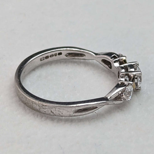 Anillo de plata de ley y oro de 9 quilates con circonita cúbica, joyería vintage británica