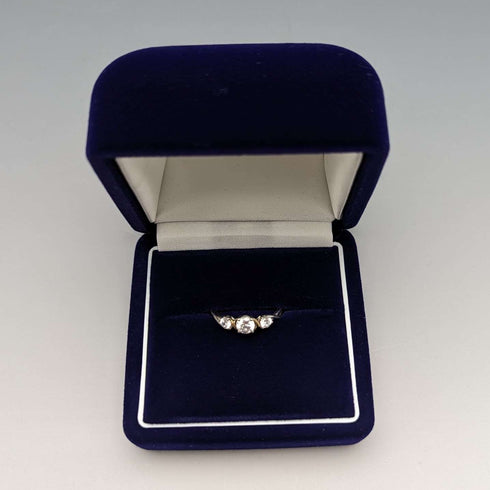 Anillo de plata de ley y oro de 9 quilates con circonita cúbica, joyería vintage británica