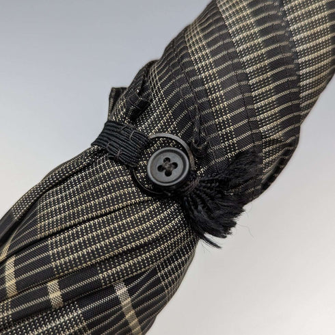 1932 British Vintage Men's Umbrella, Woven Pattern, Sterling Silver, Round Handle, 87cm