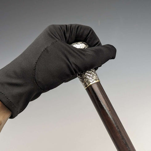 1901 British antique gentleman's walking stick, pure silver, engraved pattern, round handle, 89cm