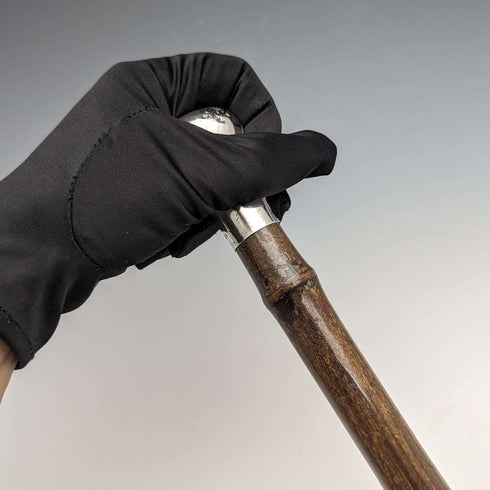 1918年 英国古董绅士手杖 竹制杖身 纯银圆柄 91cm