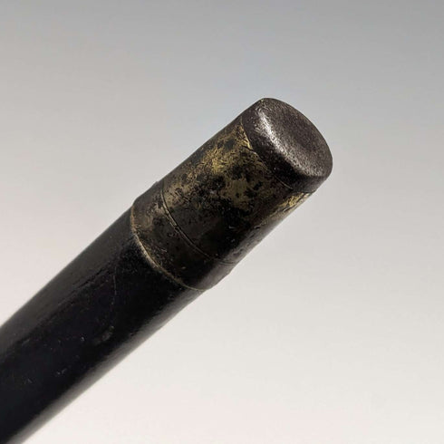 1923 British antique gentleman's cane black shaft pure silver decorative handle 93cm