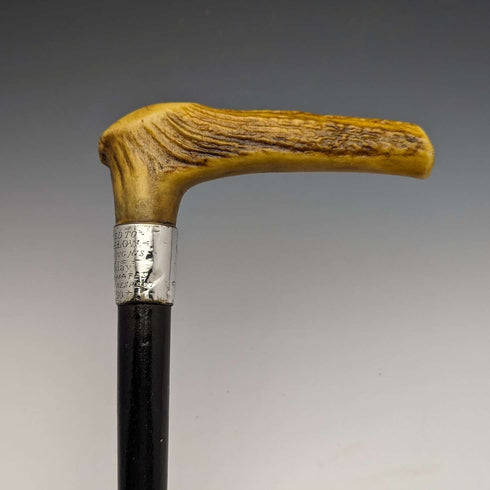 1889年 英国古董绅士手杖 鹿角手柄 91cm