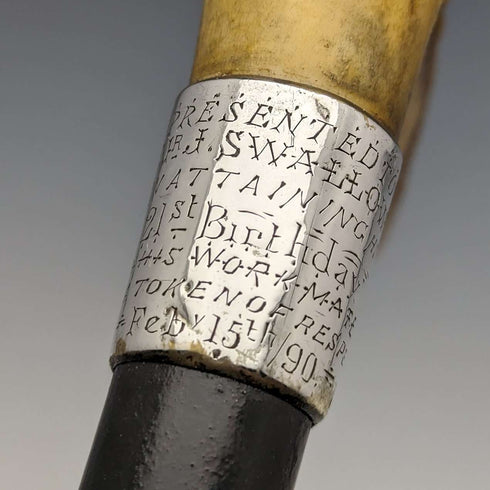 1889年 英国古董绅士手杖 鹿角手柄 91cm
