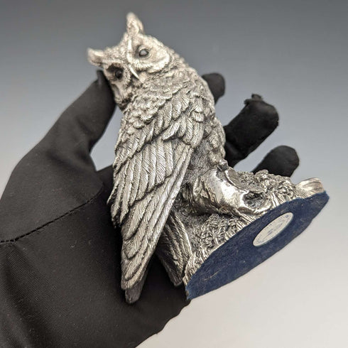 Escultura de búho con baño de plata pura, de Country Artists, Reino Unido