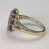 Anillo de plata de ley dorada con flor de granate, joyería vintage británica
