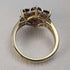 Anillo de plata de ley dorada con flor de granate, joyería vintage británica