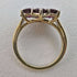 Anillo de plata de ley dorada con flor de granate, joyería vintage británica