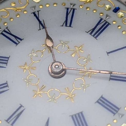 Early 20th century antique Swiss finely engraved pure silver case ladies' pocket watch works well