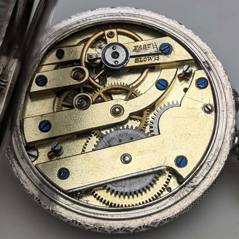 Early 20th century antique Swiss finely engraved pure silver case ladies' pocket watch works well